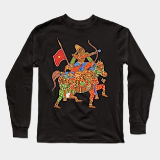 "Ashwa purush" Horse formation by men, Indian folk art design Long Sleeve T-Shirt